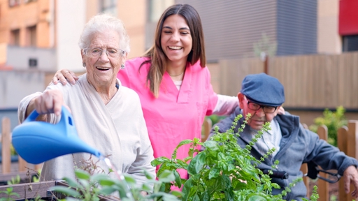 A live-in carer providing support to an elderly couple