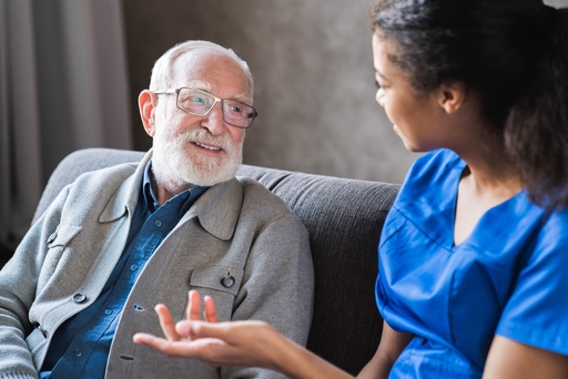 A live-in care consuultant visiting a home.